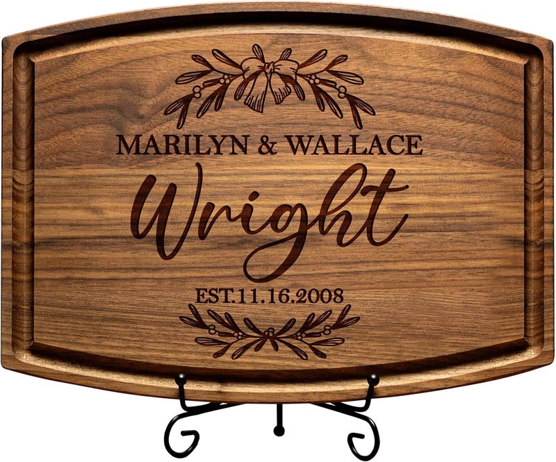 Tayfus Personalized Cutting Board – Custom Engraved Wood Charcuterie Board – Wedding, Bridal Shower, Engagement, Anniversary & Housewarming Gift for Couples & Family - Image 1
